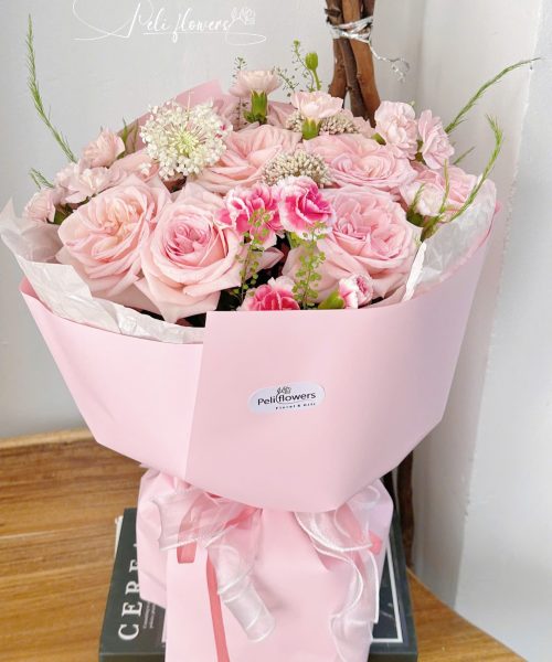 BO183 Bó Hoa Hồng Ohara mix Thúy Châu và Phăng chùm
