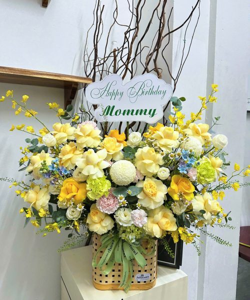 Lẵng hoa Nắng Vàng May Mắn LH020