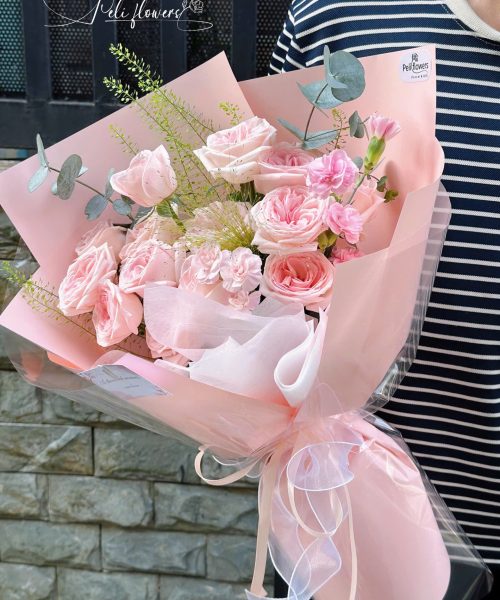Bó hoa Hồng Ohara mix Cẩm Chướng chùm BO092