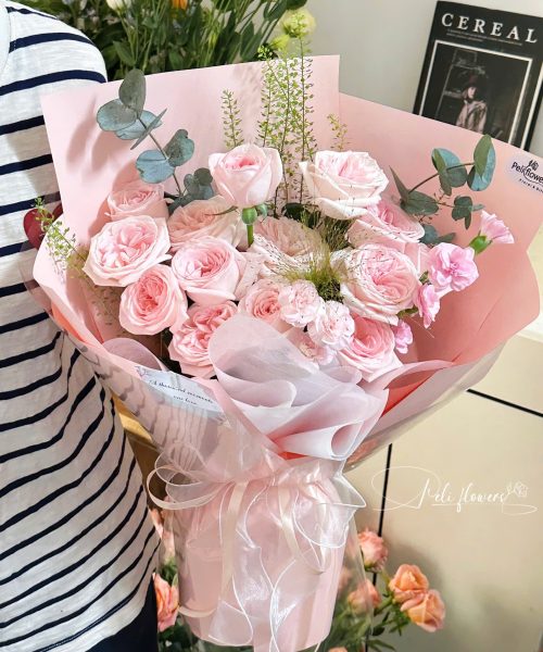 Bó hoa Hồng Ohara mix Cẩm Chướng chùm BO092