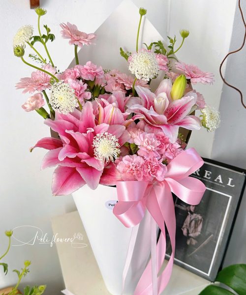 Bó hoa Ốc Quế mix Ly kép,Thúy Châu, Cẩm Chướng BO221 - Ảnh 3
